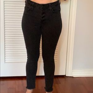 Just Black Skinny Jeans with Fringe Hem